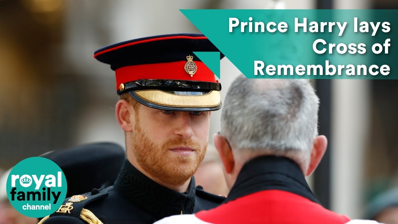 Prince Harry lays Cross of Remembrance at Westminster Abbey - YouTube