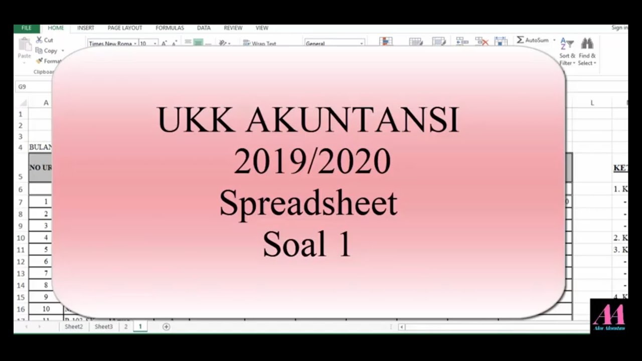 Pembahasan Ukk Akuntansi 2020 Spreadsheet Soal 1 Youtube