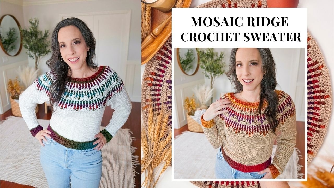 Mosaic Ridge Crochet Sweater