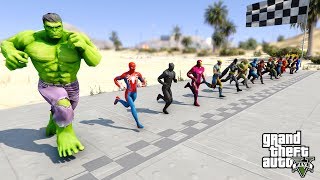 All Superheroes Running Challenge Spiderman, Black Panther, Shazam, Batman,Wonder Woman - GTA V MODS screenshot 4