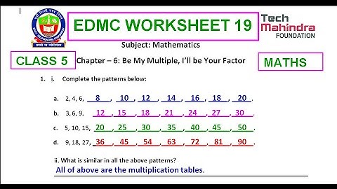 Maths Worksheet 19 Ch 6 Be My Multiple, I
