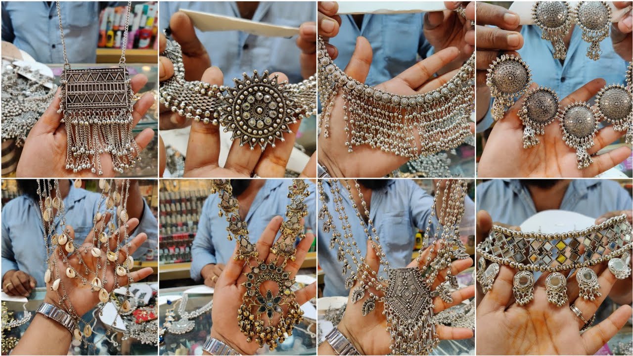 নিউ ডিজাইনের মাথা নষ্ট করা জার্মান সিলভার নেকলেস সেট কিনুন/New design jarman silver jewellery buy.