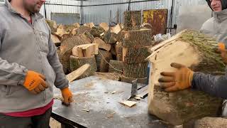 Hardcore Firewood Session: Splitting the Toughest Rounds by Hand