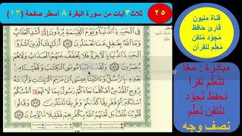 (25) نص وجه صفحة13سورة البقرة. مبادرة مليون قارئ حافظ مجود معلم للقرآن