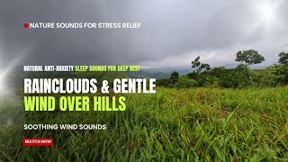 8+ Hrs of Dark Rain Clouds Over Rolling Hills | Relaxing Nature Sounds for Stress Relief & Sleep