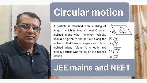 A particle is attached with a string of length l which is fixed at point O on an inclined plane.