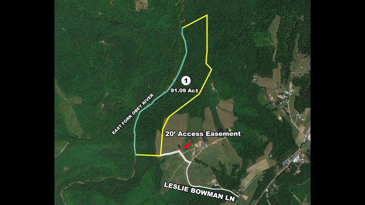 Aerial Tour of 91.09 Ac± with East Fork Obey River Frontage Online at