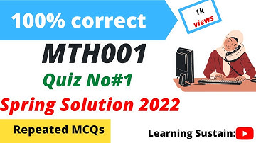 MTH001 Quiz 1 Solution 2022  l MTH001 Quiz 1 l MTH001 Quiz 1 2022 l MTH001 Repeated MCQS