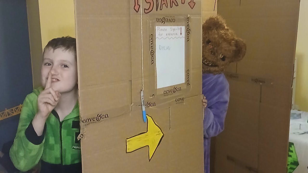 Escaping CRAZY box fort Maze challenge!!