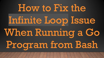 How to Fix the Infinite Loop Issue When Running a Go Program from Bash