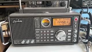 E07 The English Man Russian numbers station copied on 14458 kHz with the Tecsun S-2200X
