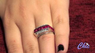 A  striking ring with AAA quality ruby color princess cut cubic zirconia -Item # 7164