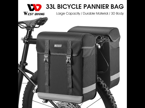 WEST BIKING 33L Large Capacity Bike Tail Bag Cycling Pannier Double Side Bike Travel Bag MTB0707310