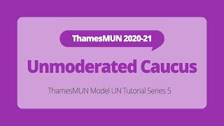 Unmoderated Caucuses [ThamesMUN MUN Tutorial]