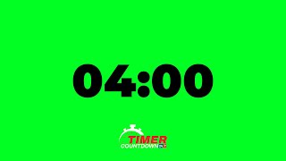 4-Minute Green Screen Timer | Black Text Countdown with Alarm
