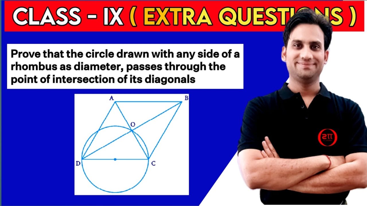 Prove that the circle drawn with any side of a rhombus as diameter, passes through the point of
