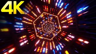 4K Abstract Hexagon Cyberpunk Tunnel Mind Relaxing Neon Light Relaxing Background Video Screensaver