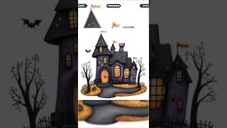 Haunted House Halloween Clipart, Digital Download, Spooky Castle PNG, Commercial Use, Instant Dow...