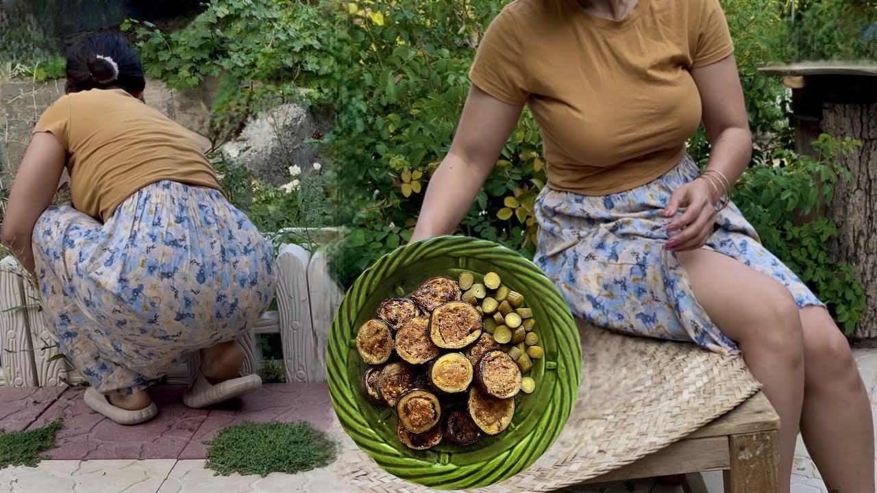 Eggplant & Meat Patties Cooked Over Fire 🍆🍖🔥 + Garden Care | Village Life 