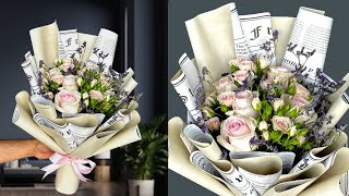 Pink Flower Bouquet | Pink Rose & Baby Roses Bouquet | How To Make Bouquet | Flower Wrapping Ideas