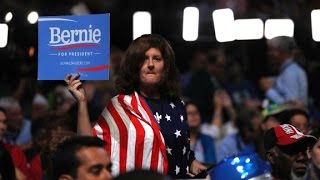 With Bernie's supporters as the last votes were cast