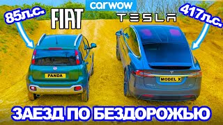 Tesla Model X против Fiat Panda Cross: ЗАЕЗД в подъём и испытания на БЕЗДОРОЖЬЕ!