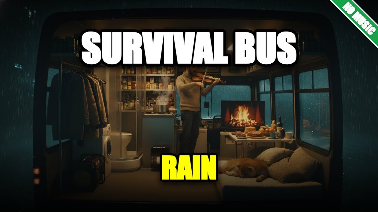 Driving Luxury Survival Fortress Bus in Heavy Rain Storm | ASMR Travel Lofi MUSIC