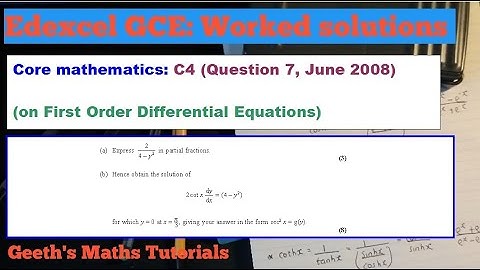 Edexcel AS/A-Level Core Maths C4 June 2008 - Question 7 (On First Order Differential equations)