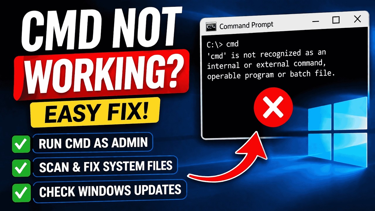 How to Fix CMD Not Working in Windows (Step-by-Step Guide) 2026 - YouTube