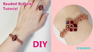 How to make beaded bracelet, Bicone and Seed beads, Jewelry tutorial