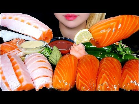 ? GIANT SALMON SUSHI ASMR Mukbang Eating sounds