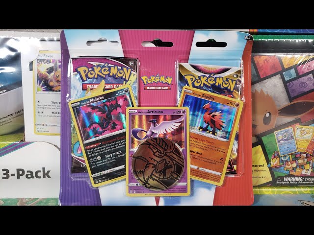 Pokémon TCG: Galarian Articuno, Galarian Zapdos & Galarian Moltres Cards  with 2 Booster Packs & Coin