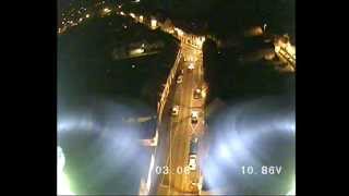 Drone FPV night long range flight from inside the house