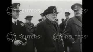 1941 The Prime Minister makes a tour of inspection of a Royal Air Force station