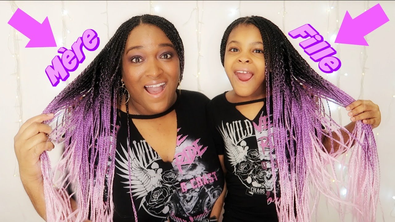 NOTRE COIFFURE GIRLY D'ETE MERE FILLE ,Tuto tresses Box braids ombré Amazon  - YouTube