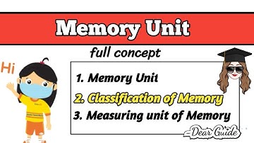 Memory Unit of Computer | Classification of memory in hindi | Measuring unit of memory | Dear Guide