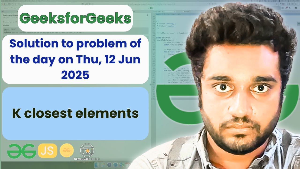 K closest elements solved in JS | GeeksforGeeks | POTD | Streak 194 ...
