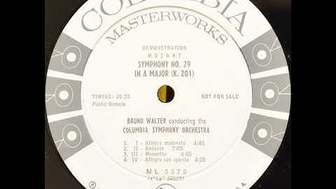 Mozart Symphony No 29  Bruno Walter Columbia Symphony Orchestra