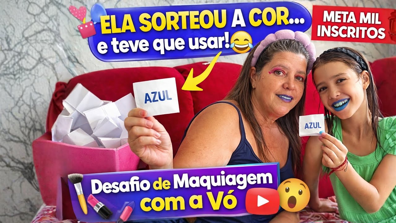 ELA SORTEOU A COR… e teve que usar! 😂 Desafio de Maquiagem com a Vó