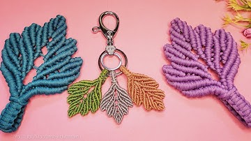 DIY Handmade Macrame Leaf keychain
