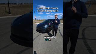 1 year of Tesla ownership and I will never go back to a gas car. Here's why 👆 #tesla #modely #ev