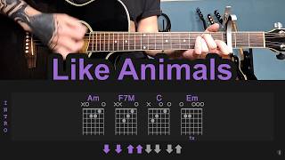 Like Animals - BTS | Guitar Lesson Tutorial with Chords/Tabs and Lyrics