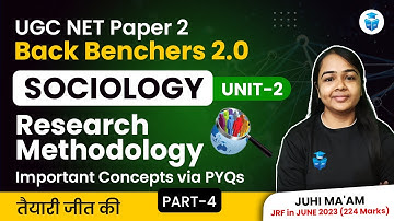 UGC NET Dec 2023 | UGC NET Sociology Research Methodology Imp. Concept with PYQs | JRFAdda