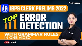 Top 111 Error Detection With Grammar Rules For IBPS Clerk Prelims English 2022 | By Harshita Ma'am