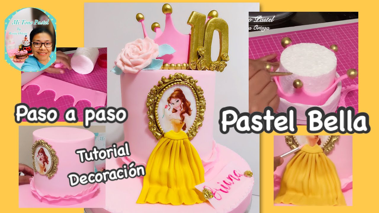 Pastel princesa Bella, forrado en panel, drapeados, corona y más ( tutorial decoración)