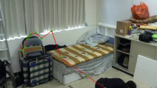 Fall detection system (for elderly) demonstrate - Walk to fall down