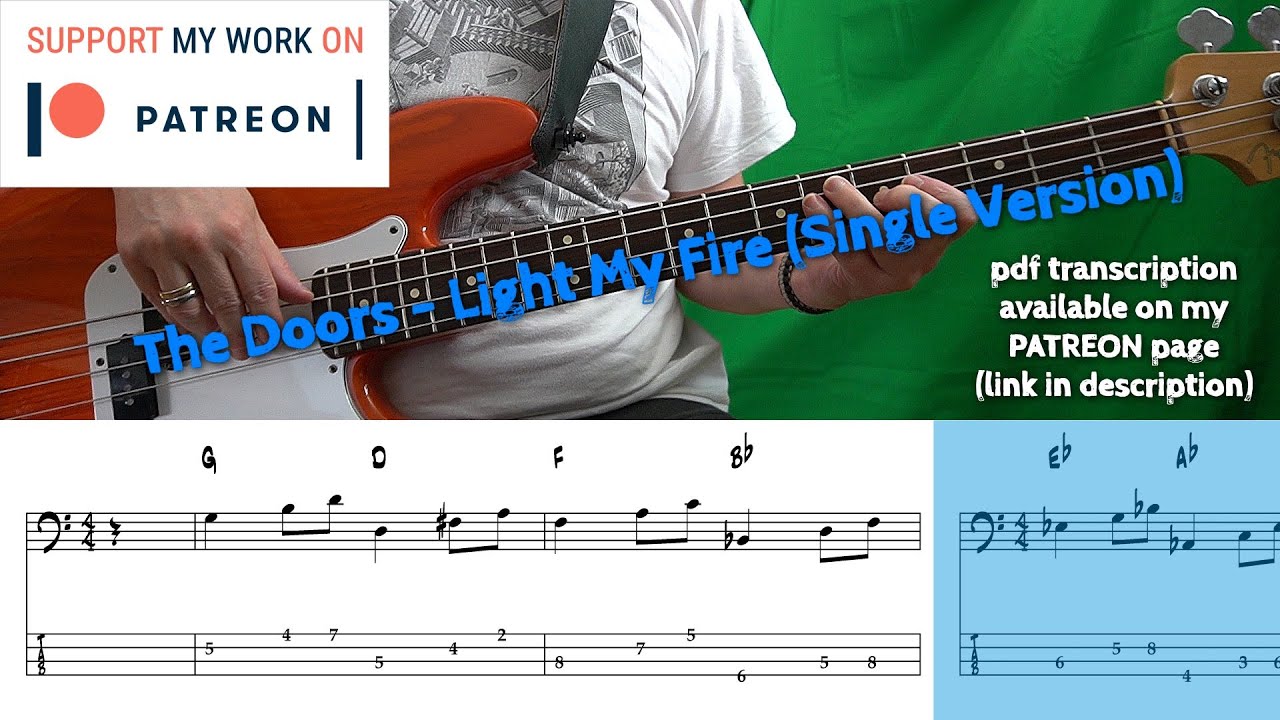 The Doors - Light My Fire version, Bass cover with tabs)