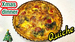 【クリスマス料理】おうちでクリスマスディナー！ほうれん草とベーコンのタルトキッシュの作り方 how to make Spinach and bacon tart quiche