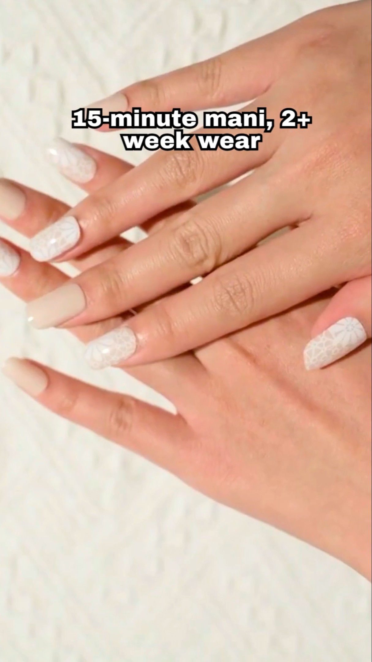 Vintage Lace - Semi-Cured Gel Nail Strips applied on real nails