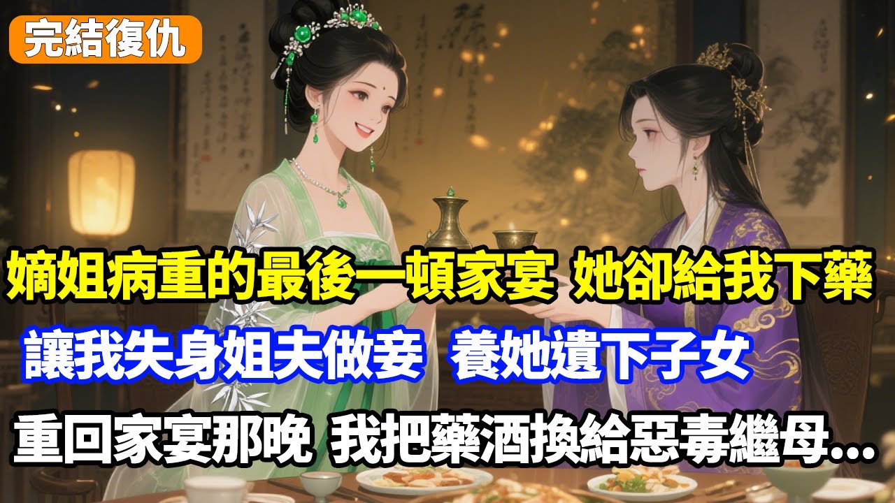 嫡姐病重的最後一頓家宴，她卻給我下藥，讓我失身姐夫做妾，養她遺下子女，重回家宴那晚，我把藥酒換給惡毒繼母#小说